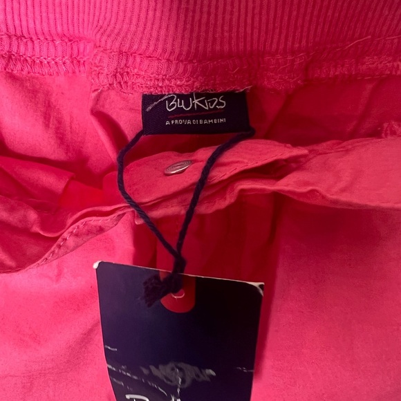 Blukids Girls Size 6 - 6X Cargo Pants From Italy elastic Waist Pink Embroidered - Picture 11 of 14